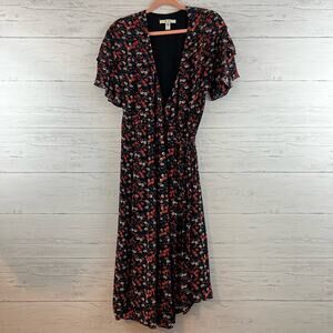 Ella Moon Floral Print Wrap Midi Dress Size S